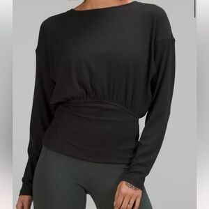 LULULEMON Ribbed Modal Silk LS Black Top 4 NWT Corset waist (FIT0040)